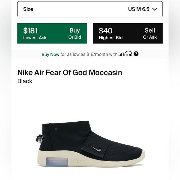 EUC Men’s Size 6.5/Women’s Size 8 Nike X Fear Of God Moccasin Sneakers In Black - Picture 3 of 15